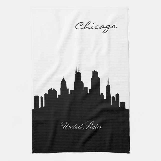 Schwarzweiss-Chicago-Skyline Handtuch (Vertikal)