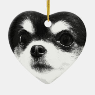 Schwarzweiss-Chihuahua Keramikornament