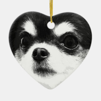 Schwarzweiss-Chihuahua Keramikornament