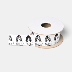 Schwarzweiss-Cockerspaniel-Spaniels-Satin-Band Satinband