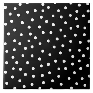Schwarzweiss-Confetti-Punkt-Muster Fliese