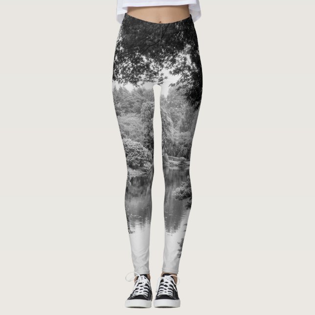 Schwarzweiss--, coole, einzigartige Natur und See Leggings (Vorderseite)