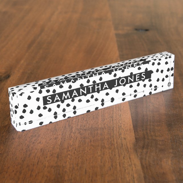 Schwarzweiß-Dalmatiner Personalisierte Namen druck Namensplakette (Seite)