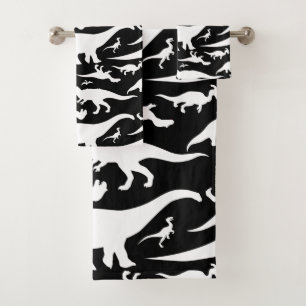 Schwarzweiss-Dinosaurier-Muster Badhandtuch Set