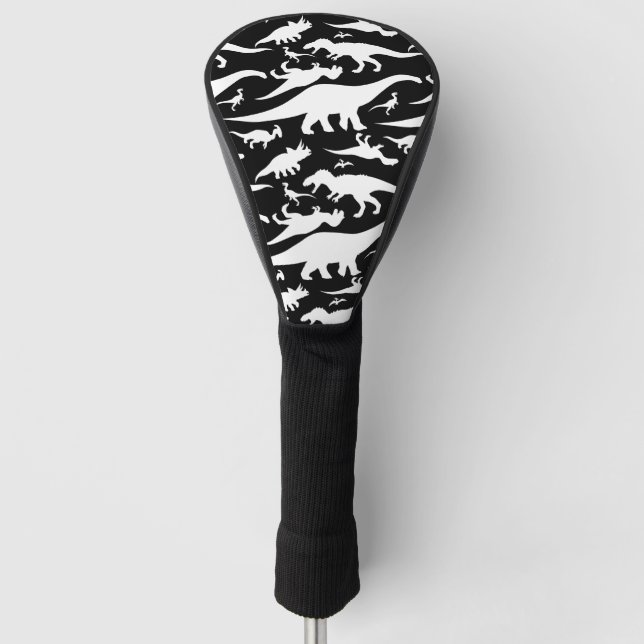 Schwarzweiss-Dinosaurier-Muster Golf Headcover (Vorderseite)