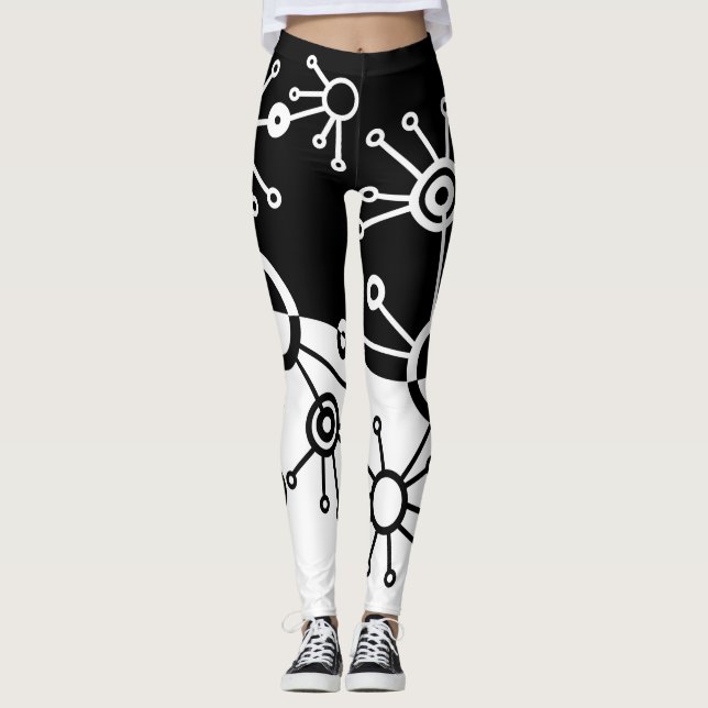 Schwarzweiss-Dokumentenmarken-Leggings Leggings (Vorderseite)
