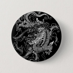 Schwarzweiß-Drache Button