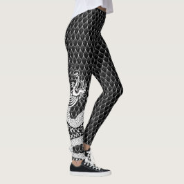 Schwarzweiss-Drache Leggings