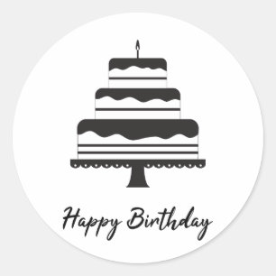 Schwarzweiss-drei Reihe-Kuchen alles- Gute zum Runder Aufkleber