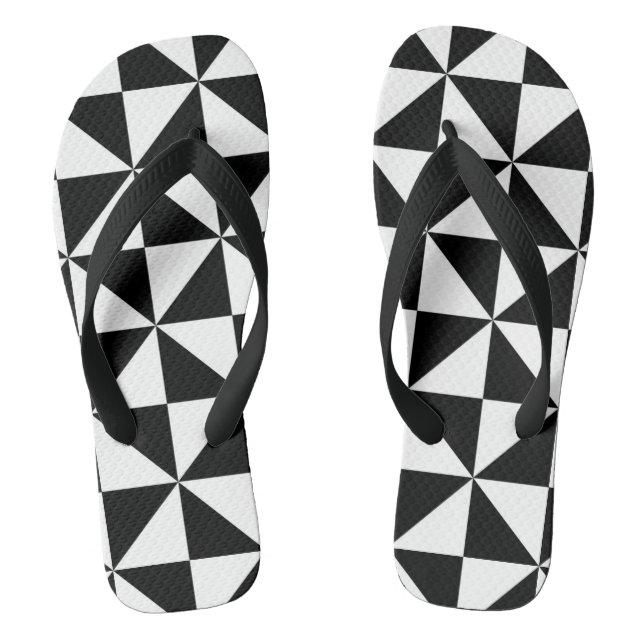 Schwarzweiss-Dreieck-Muster Flip Flops (Fußbett)