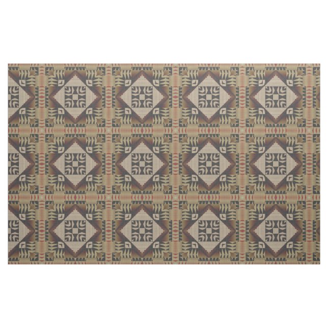 Schwarzweiß Dunkelrote Taupe Beige Ethnic Look Stoff (Fat Quarter (45,7 x 55,9 cm))