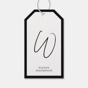 Schwarzweiß Einfache Minimalistische Monogramm Geschenkanhänger