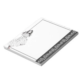 Schwarzweiß Einfache Niedliche Anime Boho Notepad Notizblock