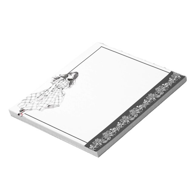 Schwarzweiß Einfache Niedliche Anime Boho Notepad Notizblock (Rotiert)