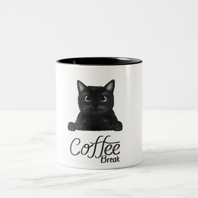 Schwarzweiß Einfache Niedliche Kaffeepause Tasse (Mittel)