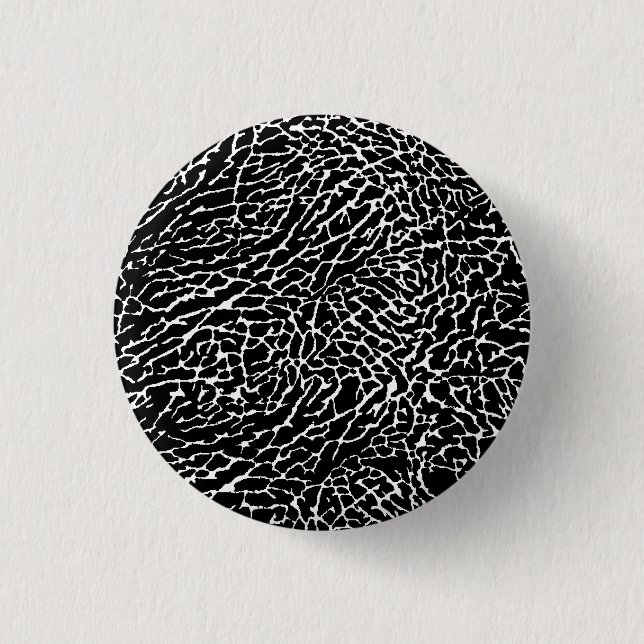Schwarzweiß-Elefantendruck Button (Vorderseite)