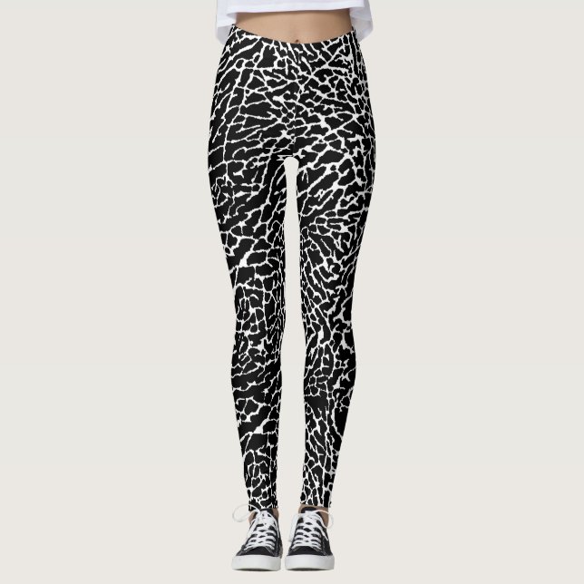 Schwarzweiß-Elefantendruck Leggings (Vorderseite)