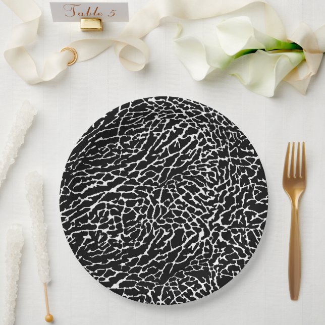 Schwarzweiß-Elefantendruck Pappteller (Hochzeit)