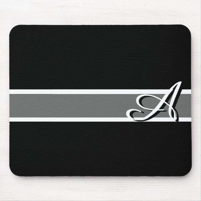 Schwarzweiß-elegantes Monogramm mit Namen Mousepad (Vorne)