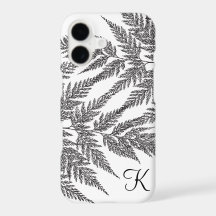 Schwarzweiss-Farn-Silhouette-Monogramm