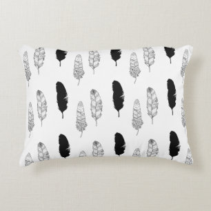 Schwarzweiss-Federn Zierkissen