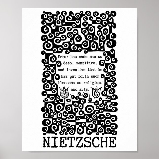 Schwarzweiß-FEHLER-Zitat von Nietzsche Poster (Vorne)