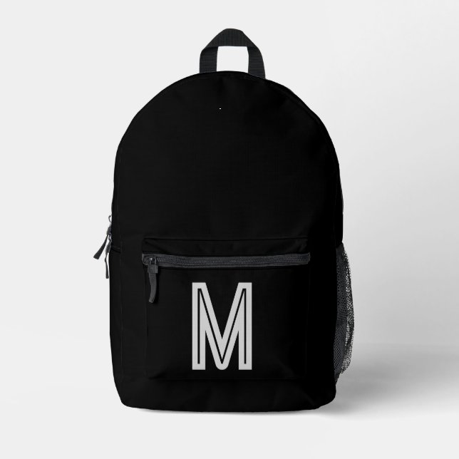 Schwarzweiß - fett gedruckte Monogramm Bedruckter Rucksack (Vorderseite)