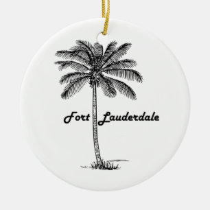 Schwarzweiss-Fort Lauderdale- u. Palmenentwurf Keramik Ornament