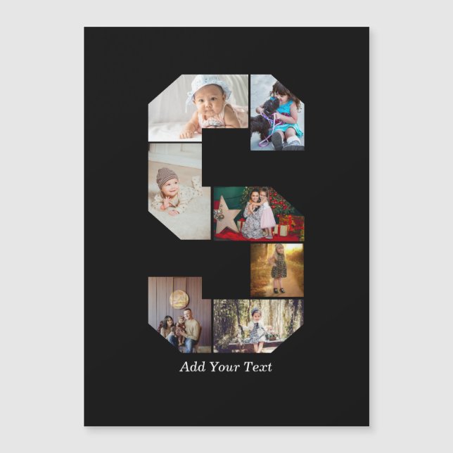 Schwarzweiß-Foto-Collage mit Buchstabe S Magnetkarte (Vorderseite)