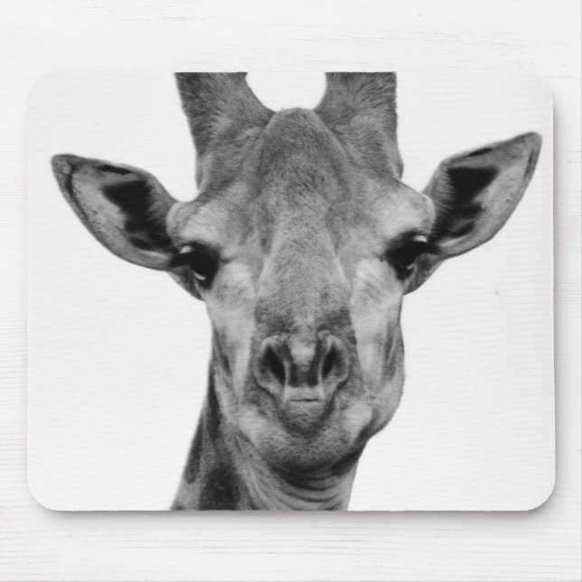 Schwarzweiß-Foto einer Giraffe Mousepad (Vorne)