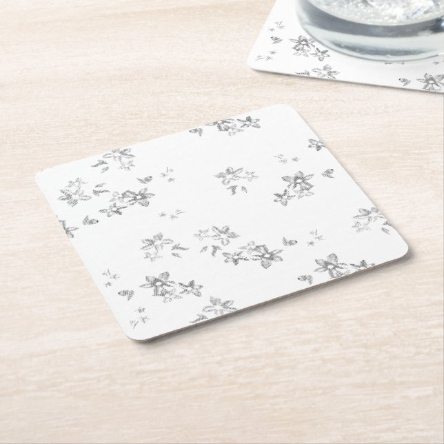 Schwarzweiß-Foto mit weißem Hintergrund Rechteckiger Pappuntersetzer (angewinkelt)