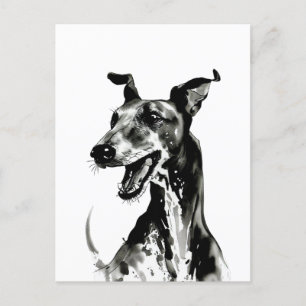 Schwarzweiß Galgo Español   Joyful Greyhound Postkarte