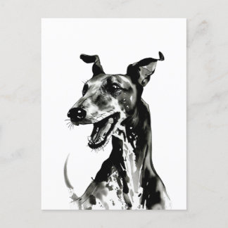 Schwarzweiß Galgo Español | Joyful Greyhound Postkarte