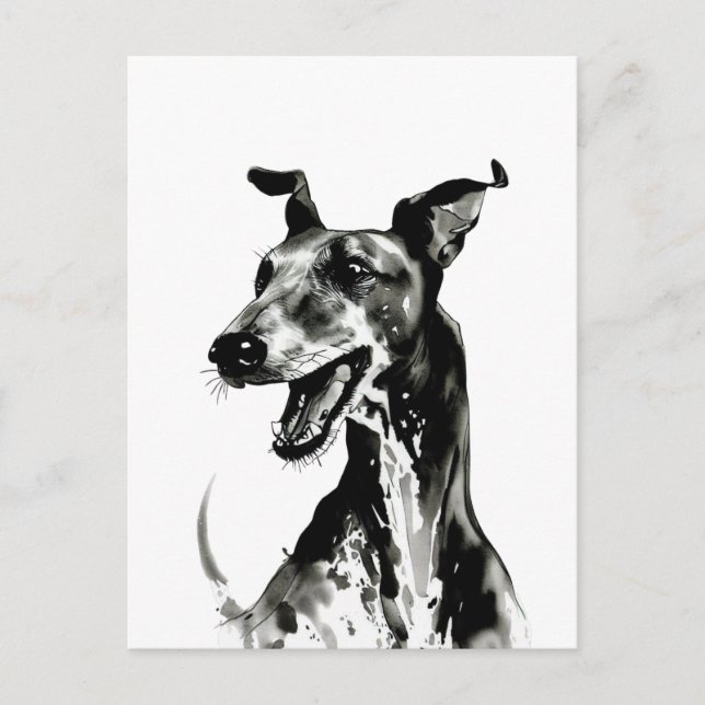 Schwarzweiß Galgo Español | Joyful Greyhound Postkarte (Vorderseite)