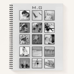 Schwarzweiß gefiltertes Quadrat-FotoCollage Notizbuch
