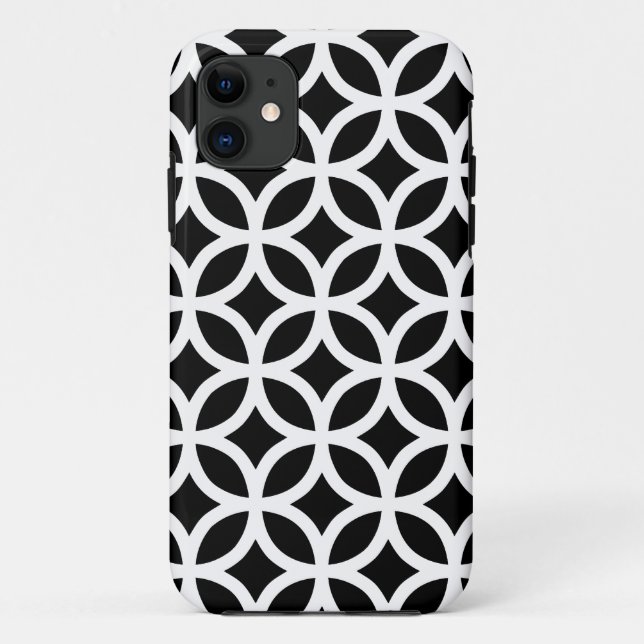 Schwarzweiss-geometrisches Case-Mate iPhone Hülle (Rückseite)