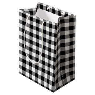 Schwarzweiss-Gingham-karierte Geschenk-Tasche Mittlere Geschenktüte