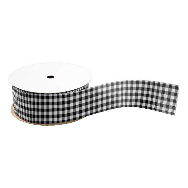 Schwarzweiss-Gingham-Muster-Band Ripsband (Spule)