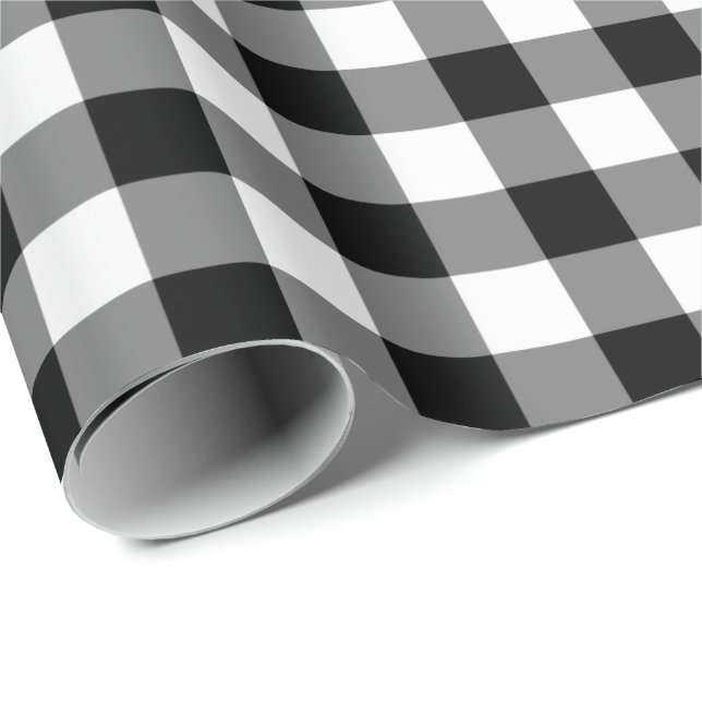 Schwarzweiss-Gingham-Packpapier Geschenkpapier (Rolleneckpunkt)