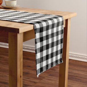 Schwarzweiss-Gingham-Tabellen-Läufer Kurzer Tischläufer