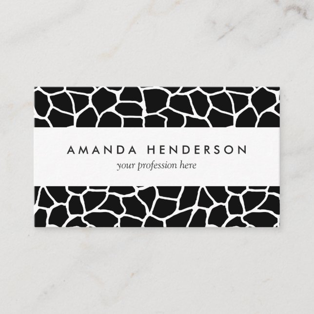 Schwarzweiss-Giraffen-Druck-Tier-Muster Visitenkarte (Vorderseite)