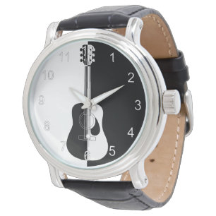 Schwarzweiss-Gitarre des modernen Designers Armbanduhr
