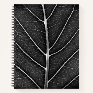 Schwarzweiß glühendes Blatt Nahaufnahme Notizbuch