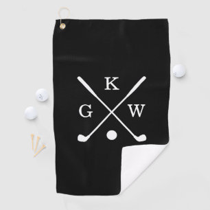 Schwarzweiss-Golfclub-Monogramm Golfhandtuch