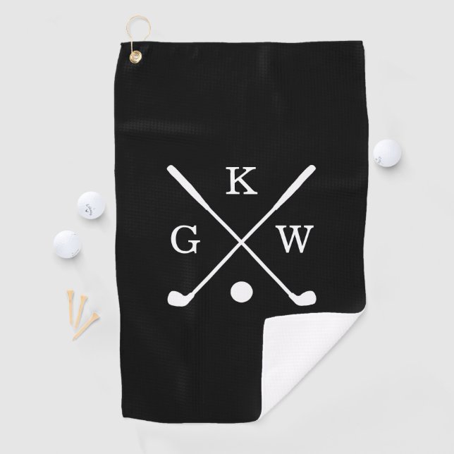 Schwarzweiss-Golfclub-Monogramm Golfhandtuch (Insitu)