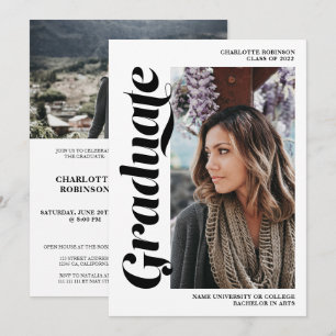 Schwarzweiß-Graduiertenskript 3 Foto Abschluss Einladung