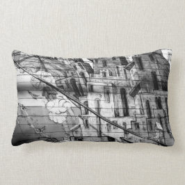 Schwarzweiss-Graffiti in San Francisco Lendenkissen