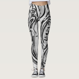 Schwarzweiss-Graffiti-Leggings Leggings