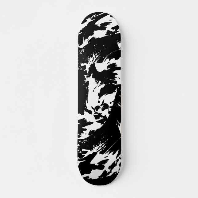 Schwarzweiß-Graffiti-Spritzer Skate Deck Skateboard (Vorne)