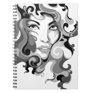 Schwarzweiss-Graffitimädchennotizbuch Notizblock
